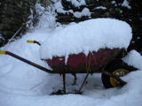 Wheelbarrow in snow